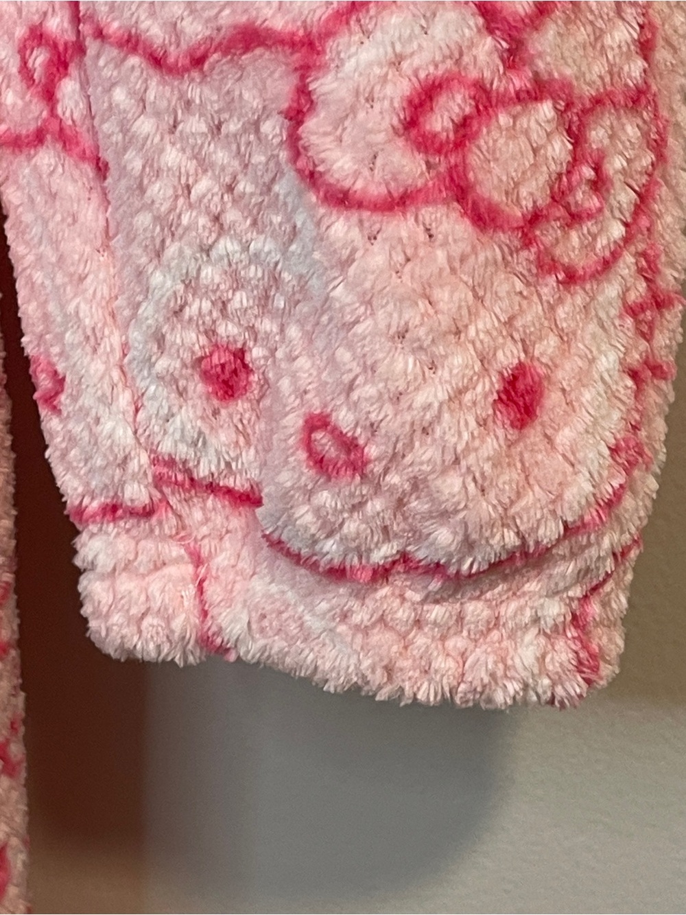 Hello Kitty Pink & White Hooded Fleece Jumpsuit Romper - Picture 5 of 7